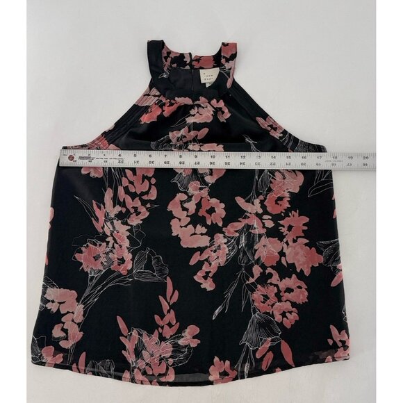 A New Day Women’s Black‎ Pink Floral Sleeveless Lined Blouse XS Preppy Boho Ofc - Picture 8 of 8